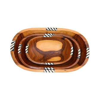 Wooden Kitchen Oval Bowl Set
