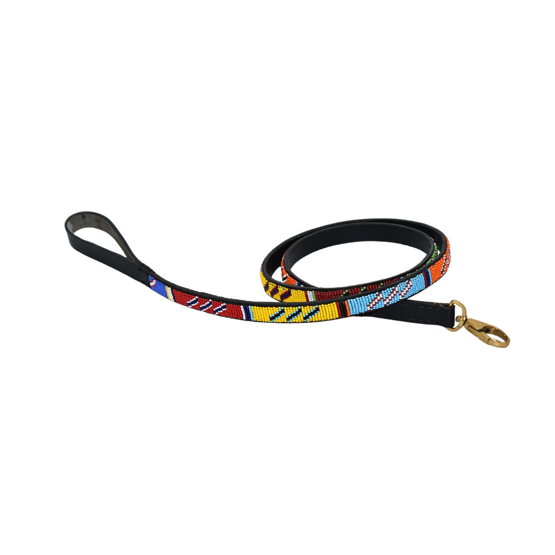 Maasai Beaded Leather Dog Leash