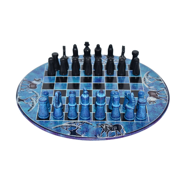 African Blue Black Chessboard| Soapstone Chessboard |Blue