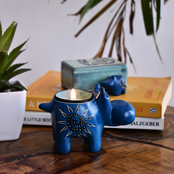 Soapstone Animal Candleholders | Hippo