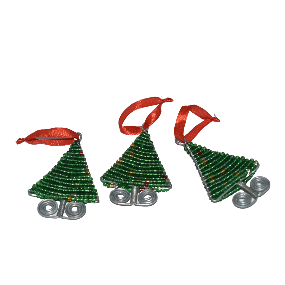 Beaded Christmas Decor Tree Set