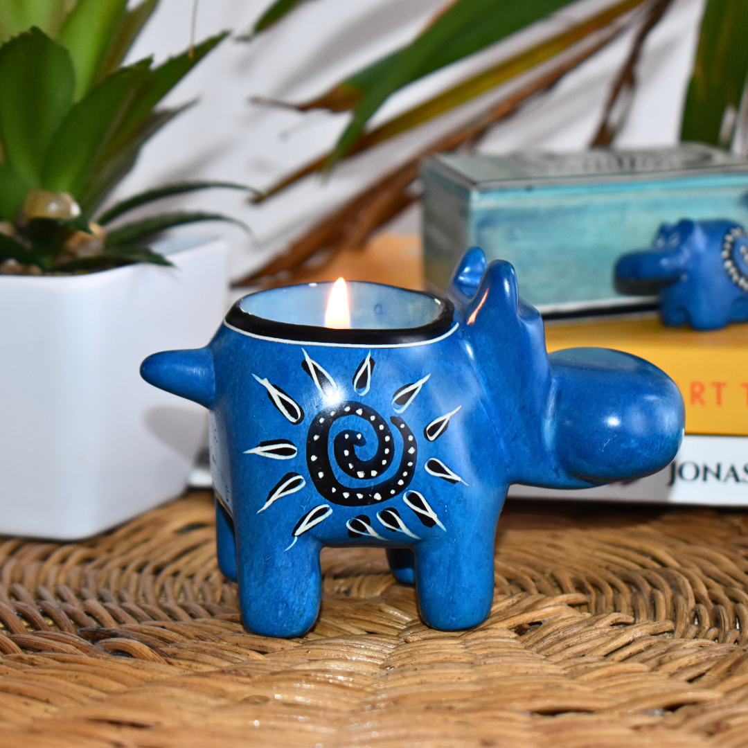 Soapstone Animal Candleholders | Hippo