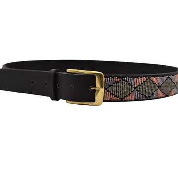 African Leather Beaded Belt