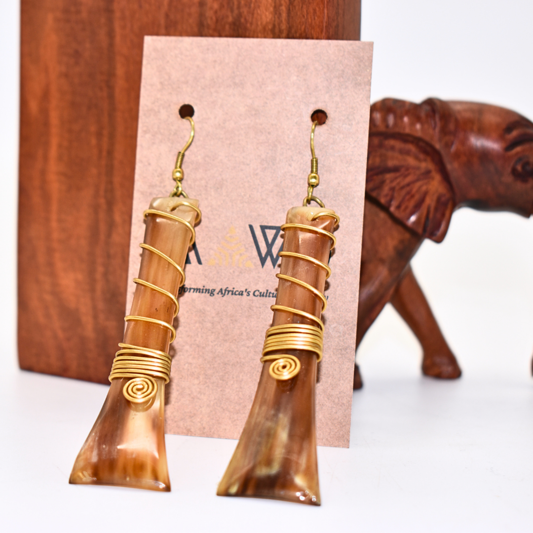 A pair of elegant recycled horn and brass earrings
