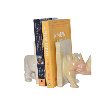 Soapstone Book Holder - Rhino Carving