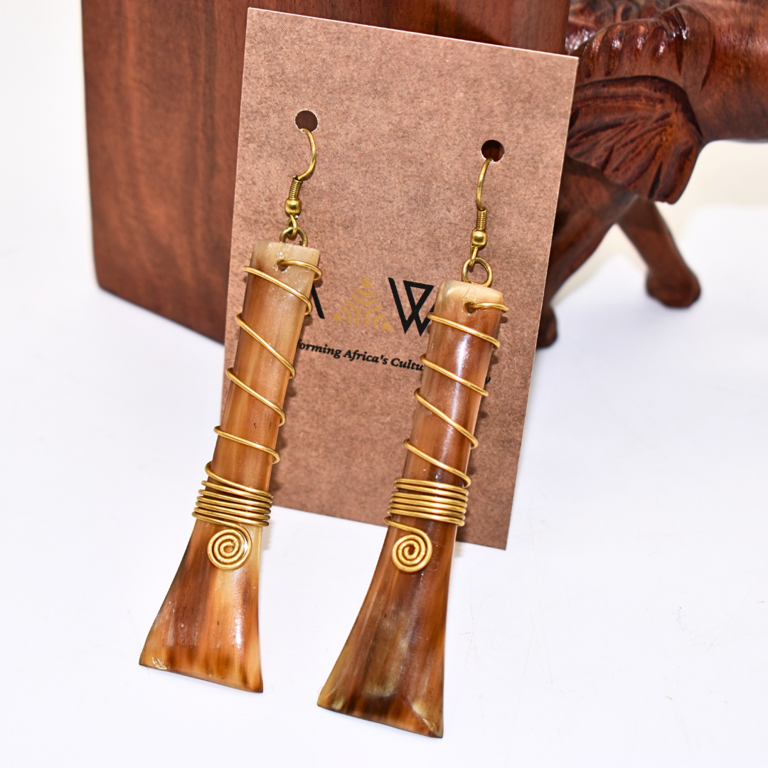 A pair of elegant recycled horn and brass earrings