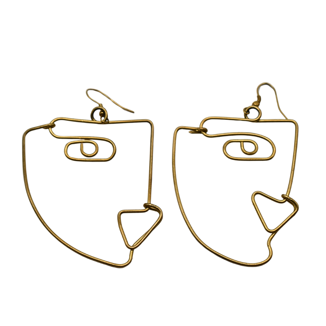 Face Brass Earrings