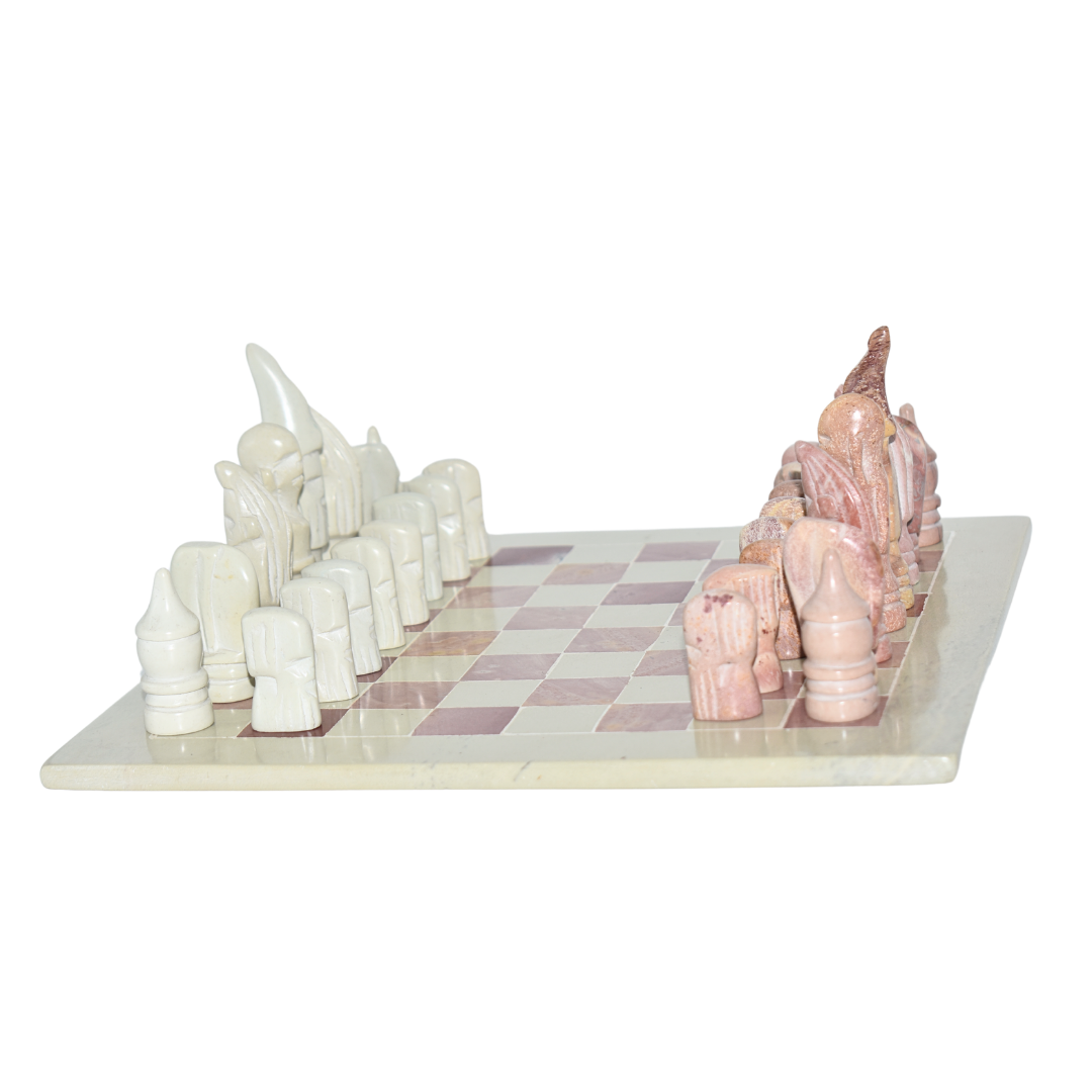 African Inspired Chessboard | Natural Square Soapstone Chess Board