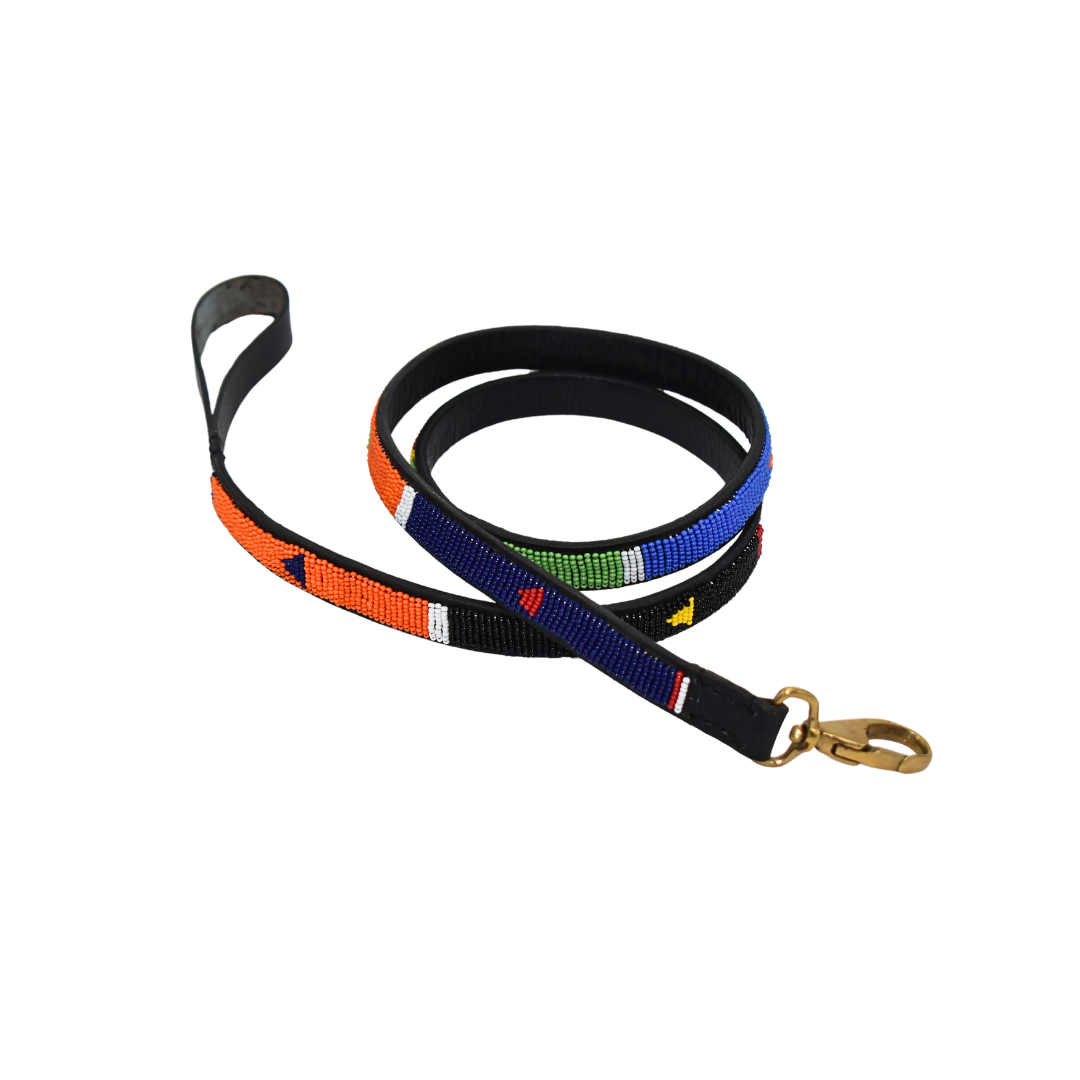 Maasai Beaded Leather Dog Leash