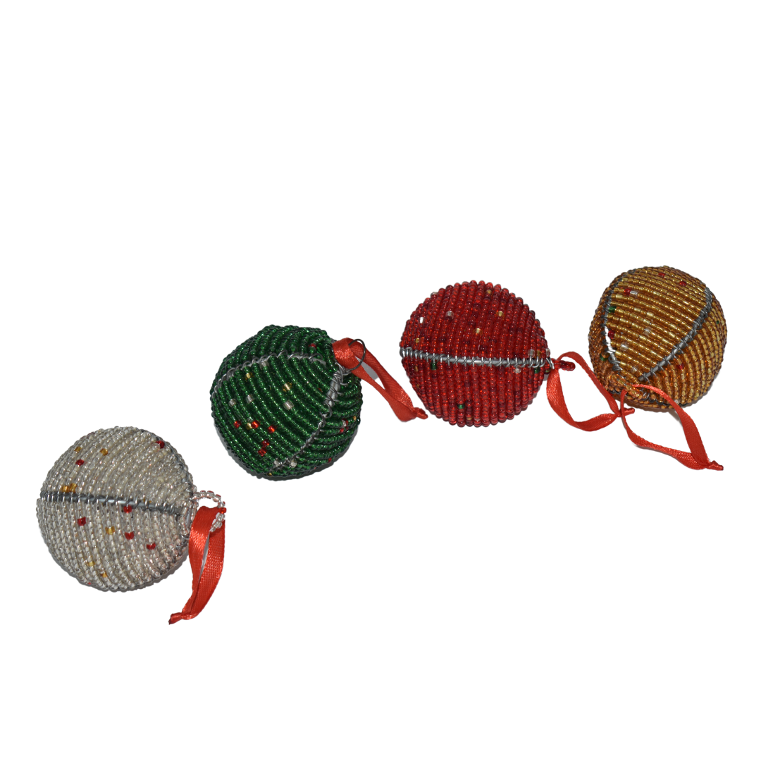 Beaded Christmas Decor Balls Set