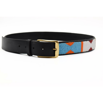 African Leather Beaded Belt