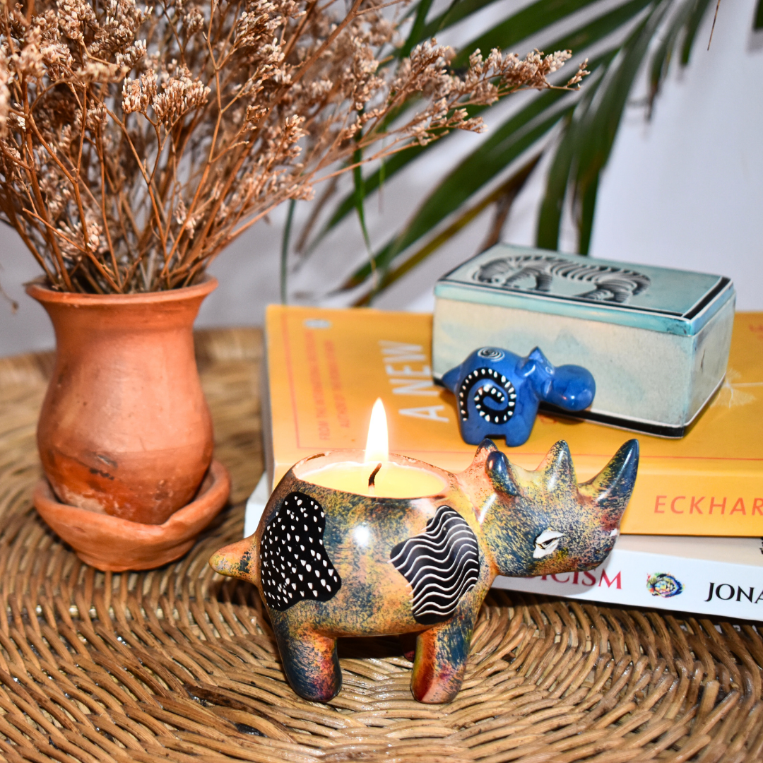 Soapstone Animal Candleholders | Rhino