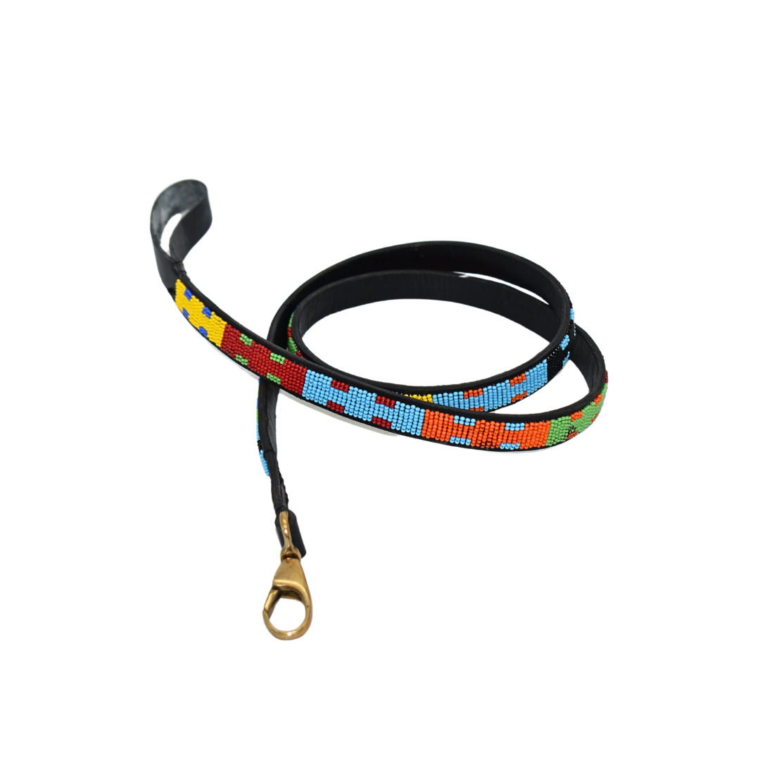 Maasai Beaded Leather Dog Leash