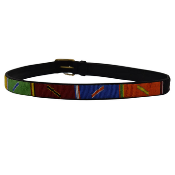 African Leather Beaded Belt