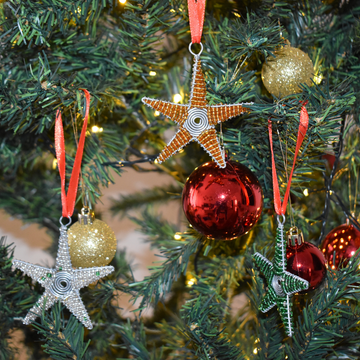 Beaded Christmas Decor Star Set