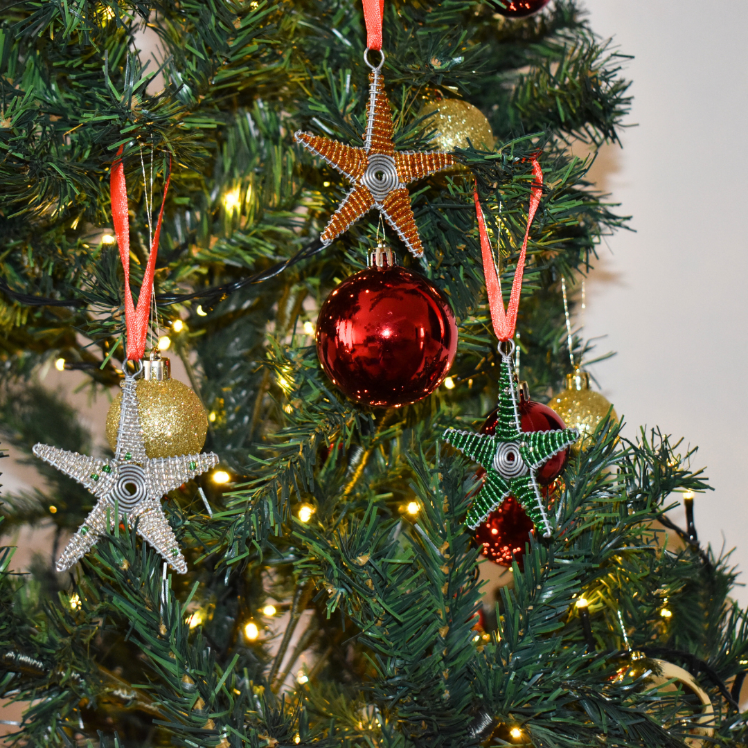 Beaded Christmas Decor Star Set