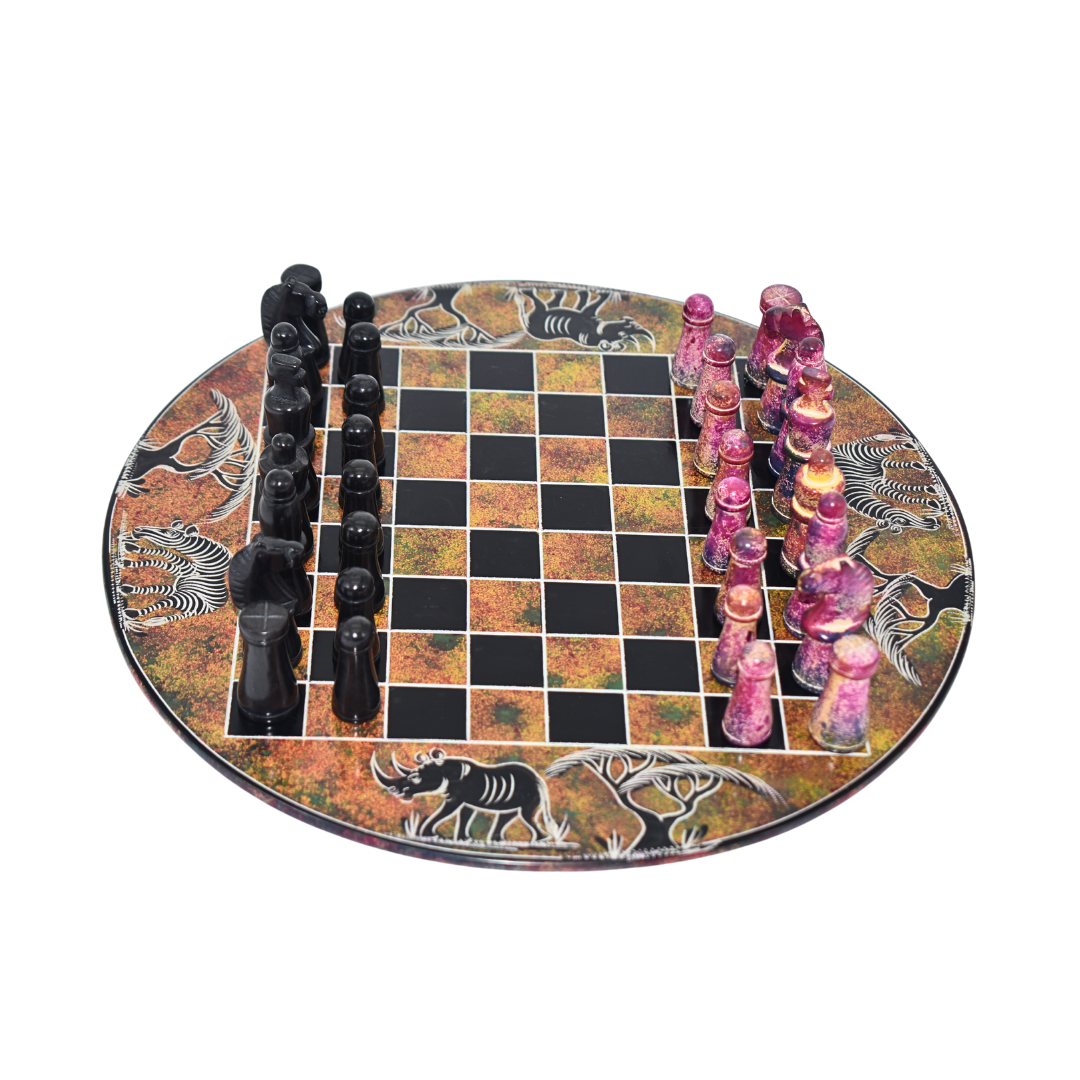 Animal Crafted Pieces Chess Board | Soapstone Carving