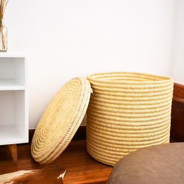 Plain Natural Hand Woven Laundry Basket