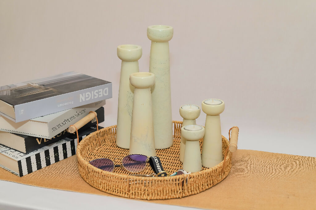Large & short pillar candlesticks