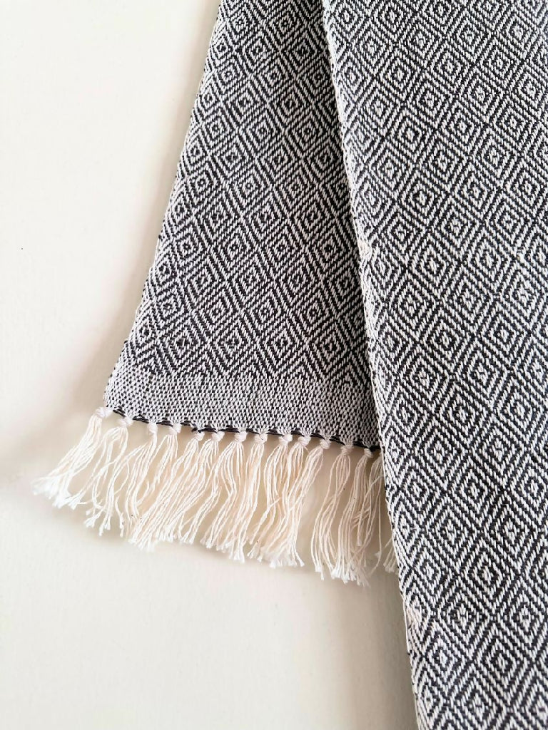 Handwoven throw-Black 001.