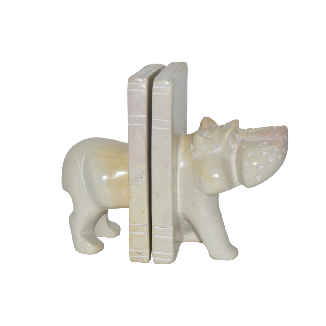 Soapstone Book Holder - Hippo Carving