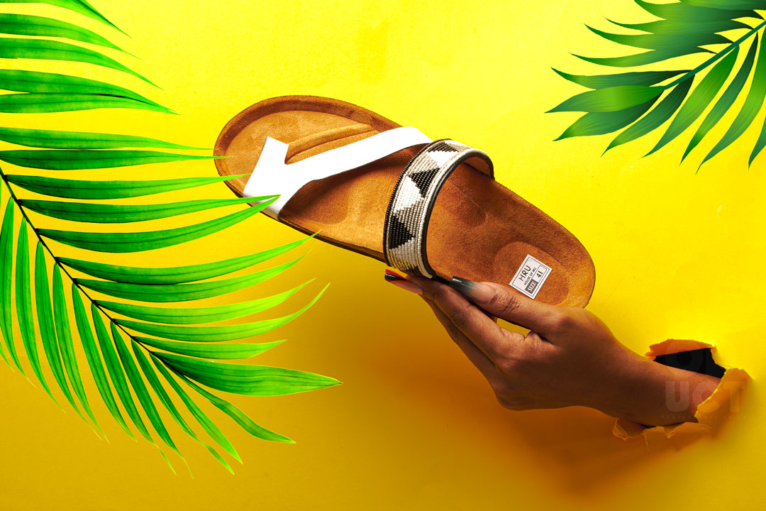 White Maasai Cork Sandals | African Beaded Sandals