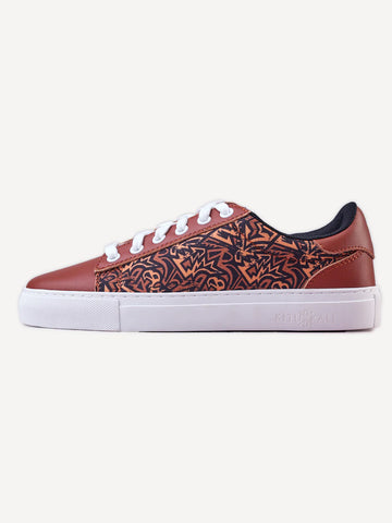 Kali Sneakers: Brown Leather with Brown KK Print (Vibrant)