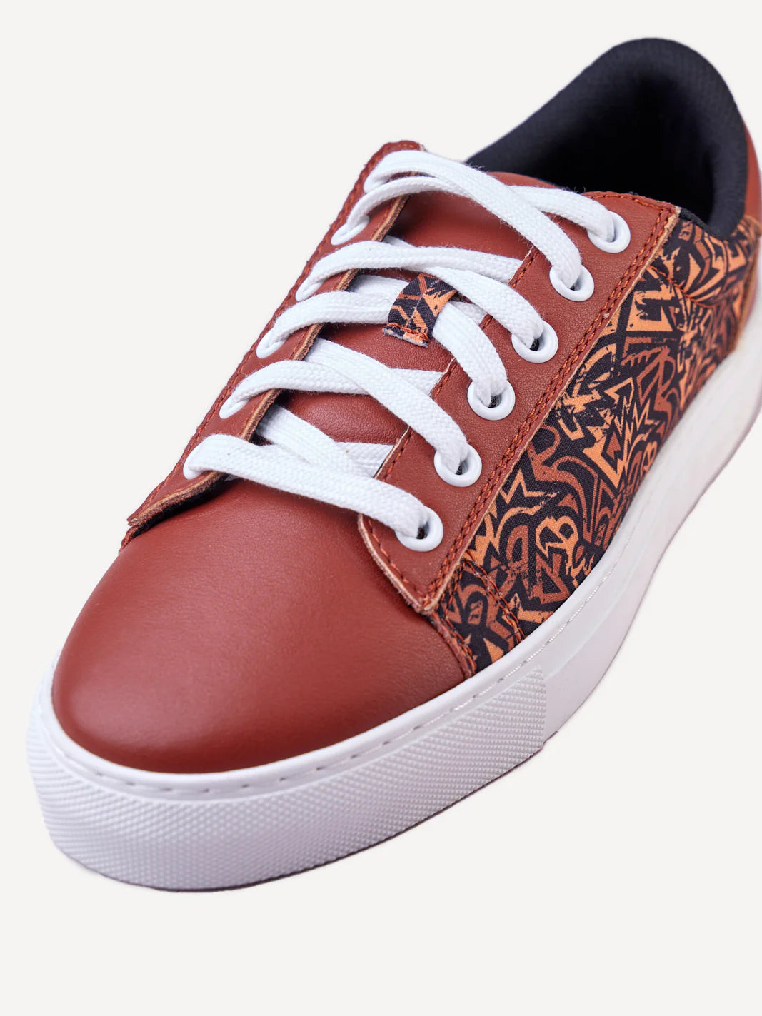 Kali Sneakers: Brown Leather with Brown KK Print (Vibrant)