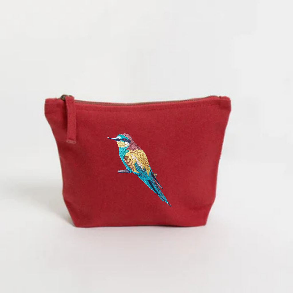 embroidered canvas makeup pouch