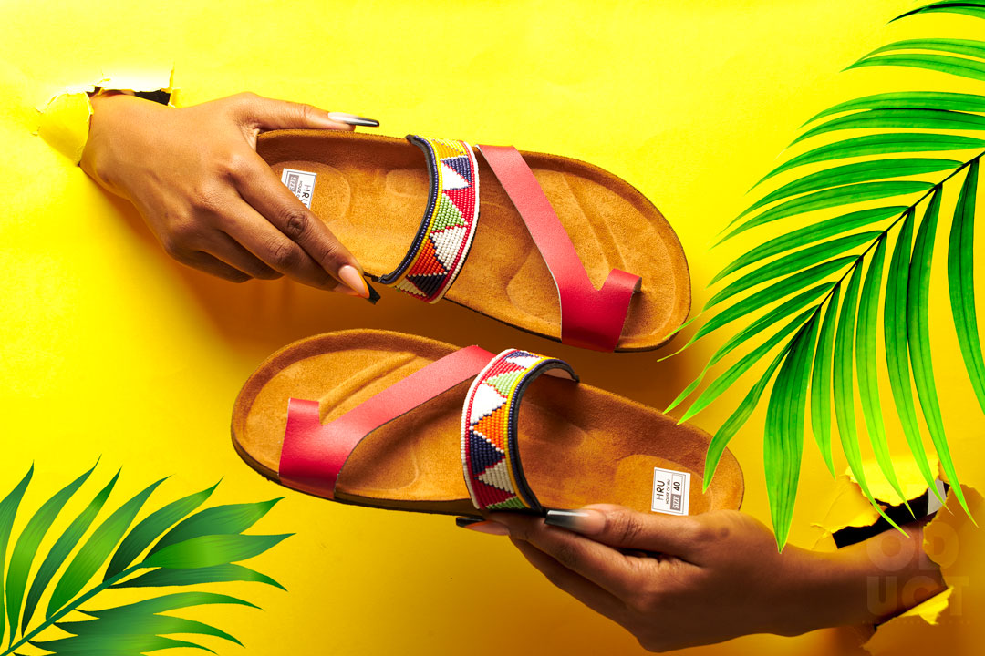 Red Maasai Cork Sandals| African Beaded Sandals