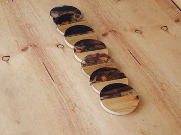 Wooden resin coasters - sets of 4