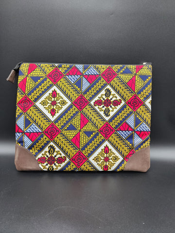 Corporate Laptop Sleeve -Ankara sleeve with leather corners