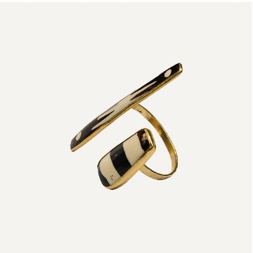 Gold black and white open bracelet