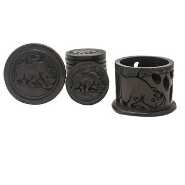 6pcs Hand Carved Wooden Coasters - Big 5