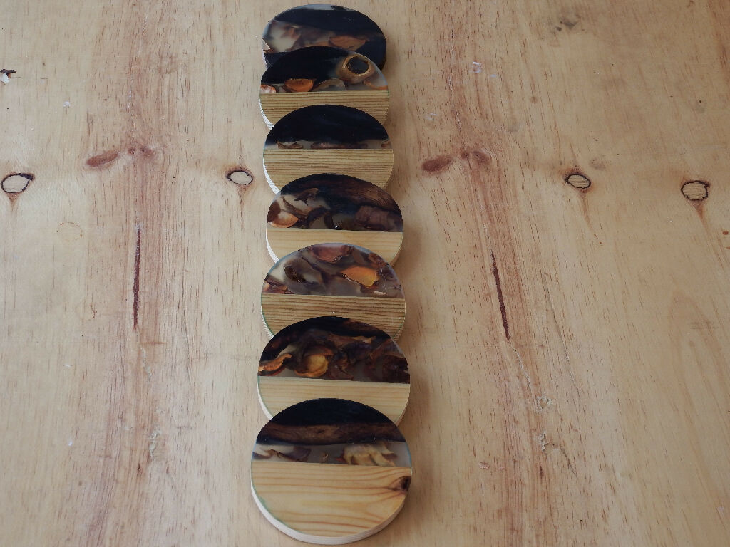 Wooden resin coasters - sets of 4