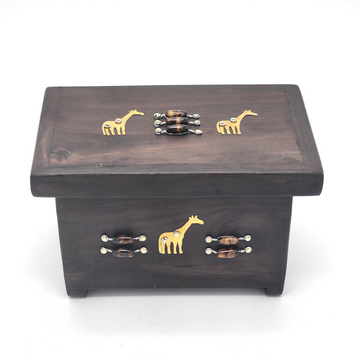 Handmade chest box | Jewelry box | Wooden Giraffe drawing on box