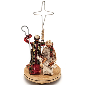Handmade Holy Family Nativity Set | Recycled banana leaf