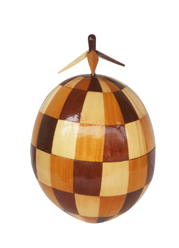 Wood-paneled West African Hand-made Natural Coconut Icebox Dining Serveware