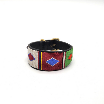 Handmade Maasai Beaded Leather Pet Collars | Wide Dog collars