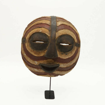 Luba African Mask | Brown and white head patterns