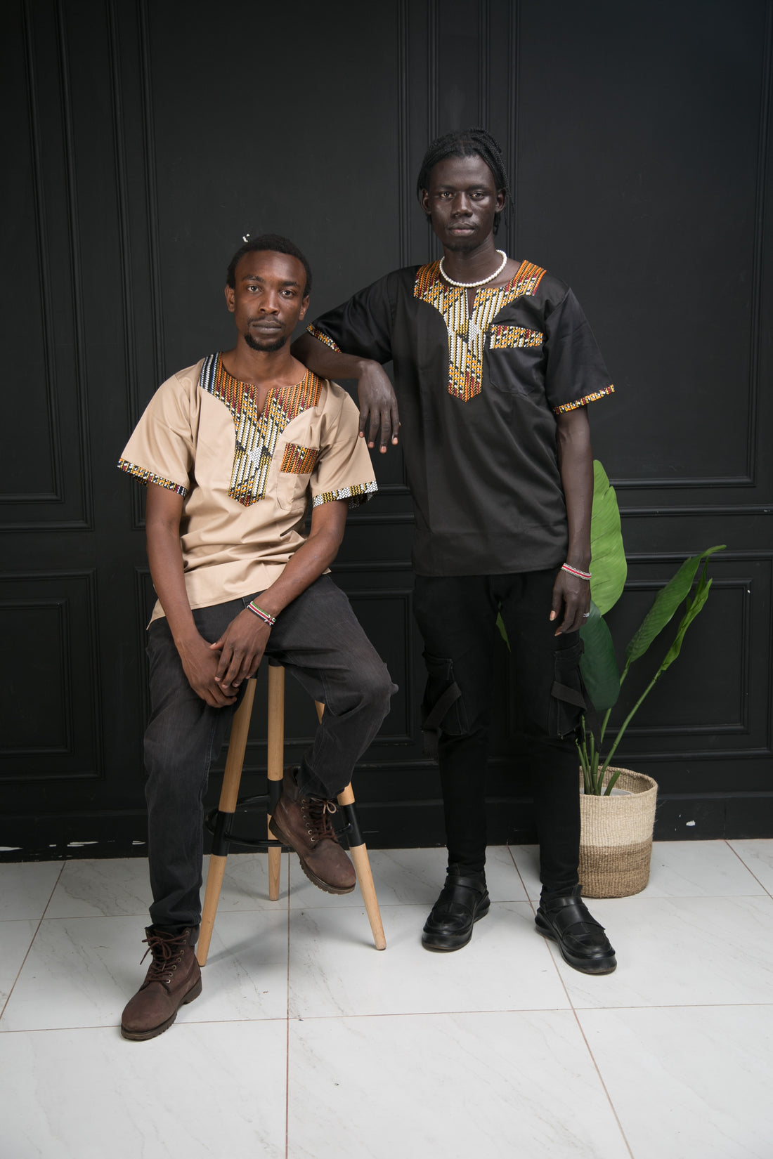 Men's Tailored Cotton Shirt with Ankara Accents | Short Sleeve | Handmade