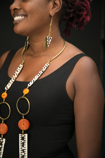 Batik and Brass Earrings