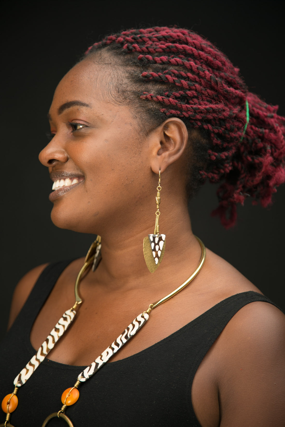 Batik and Brass Earrings