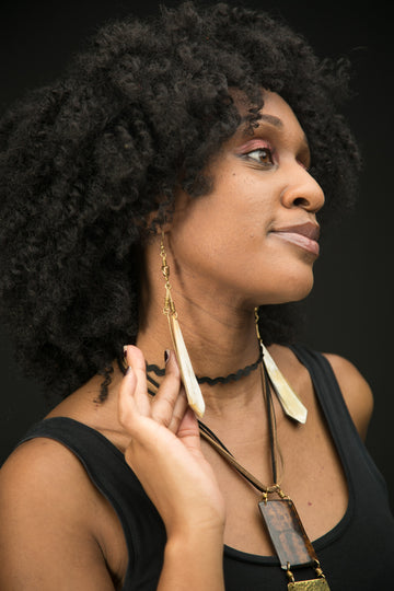 Recycled bone and Brass Earrings