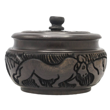 Sugar dish with animal curvings