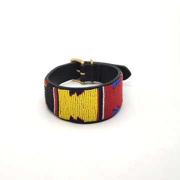 Handmade Maasai Beaded Leather Pet Collars | Wide Dog collars