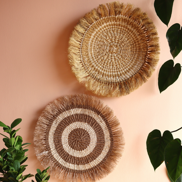 Boho Placemats | Nude and white mixed set | Sisal mats with fringe