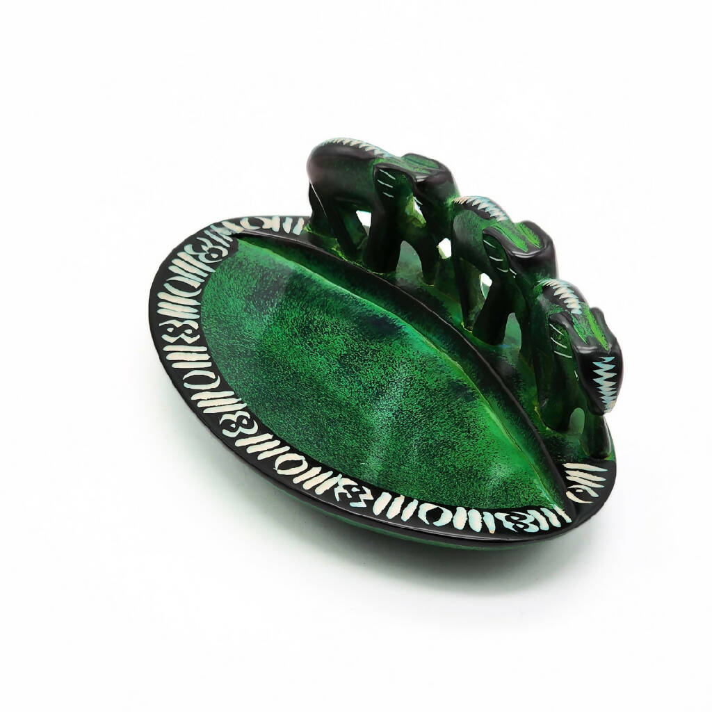 Tri Green Elephant Bowl| Soapstone Bowl