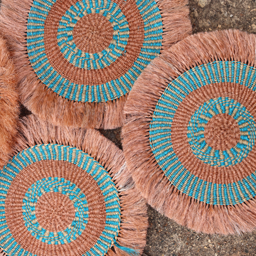 Colorful Boho Placemats |Sisal mats with fringe