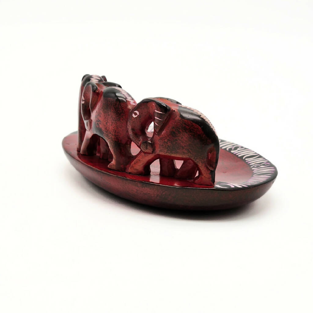 Tri Elephant Soapstone Bowl